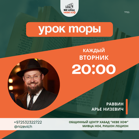 УРОК ТОРЫ раввин Арье Низевич